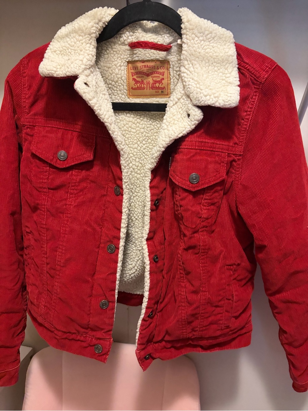 Levi's Red Corduroy Sherpa-Lined Trucker Jacket